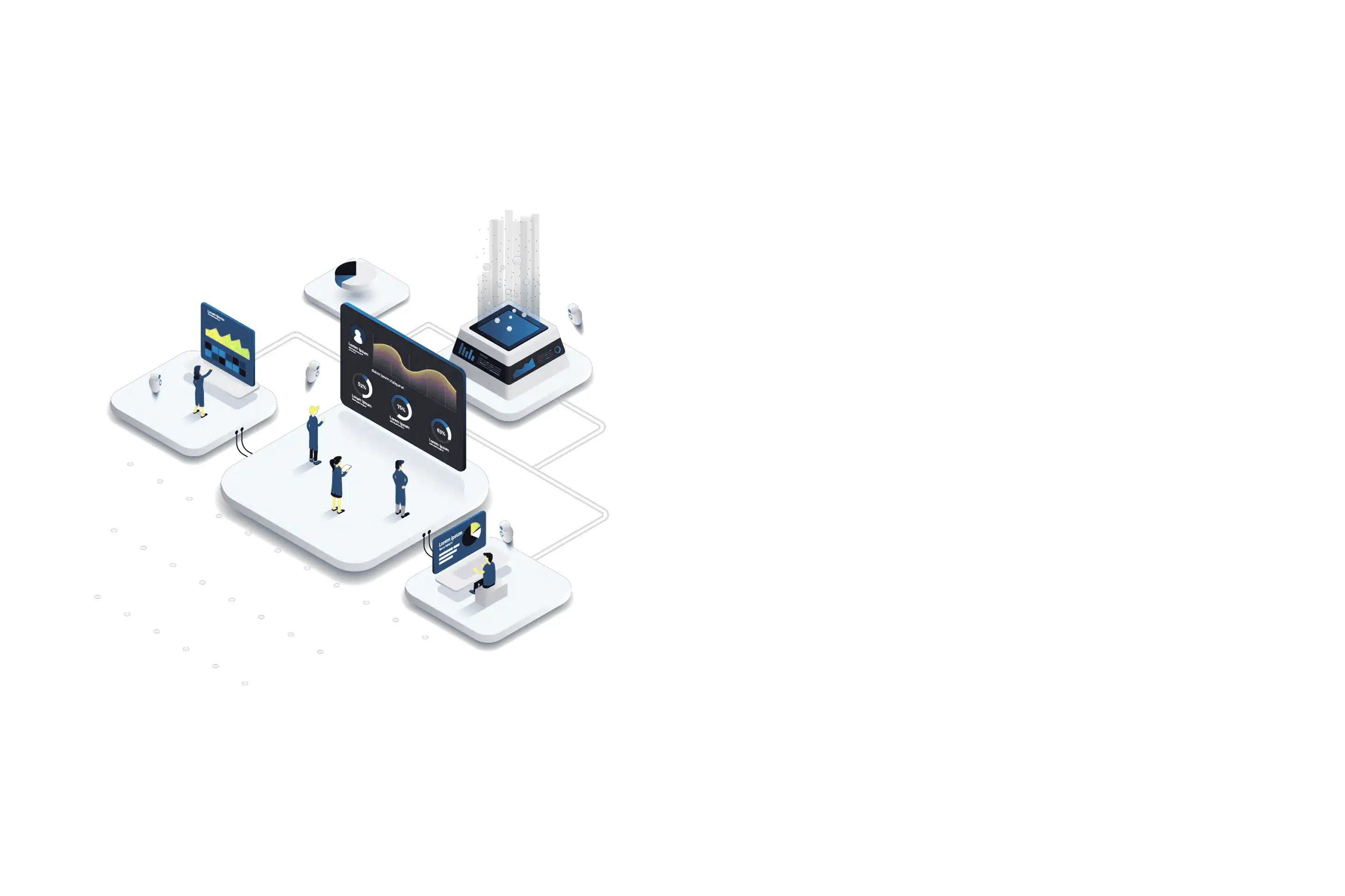 Placeholder isometric illustration of a data dashboard concept